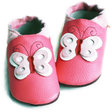 Kép 1/3 - Liliputi rózsaszín pillangós, bőr puhatalpú cipő