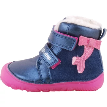 Kék-pink, dd Step, barefoot, bundás cipő