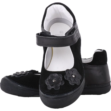 Fekete, virágos, dd step, pántos balerina cipő