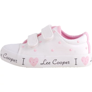 Fehér pöttyös Lee Cooper vászoncipő oldalról