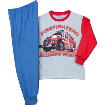 Pampress szürke-kék-piros, tűzoltós pizsama