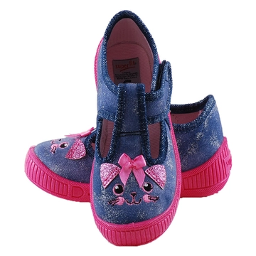 Csillogós kék, pink cicás, Superfit vászoncipő