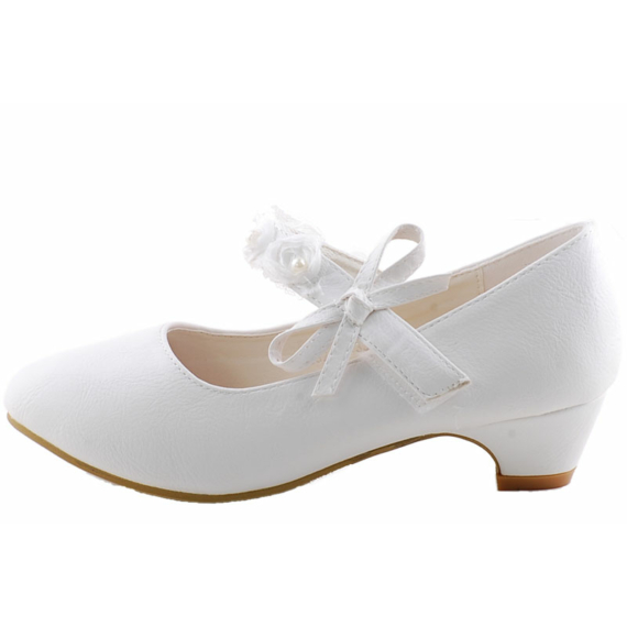 Fehér, virágos, lányka alkalmi cipő