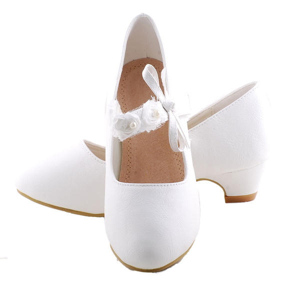 Fehér, virágos, lányka alkalmi cipő