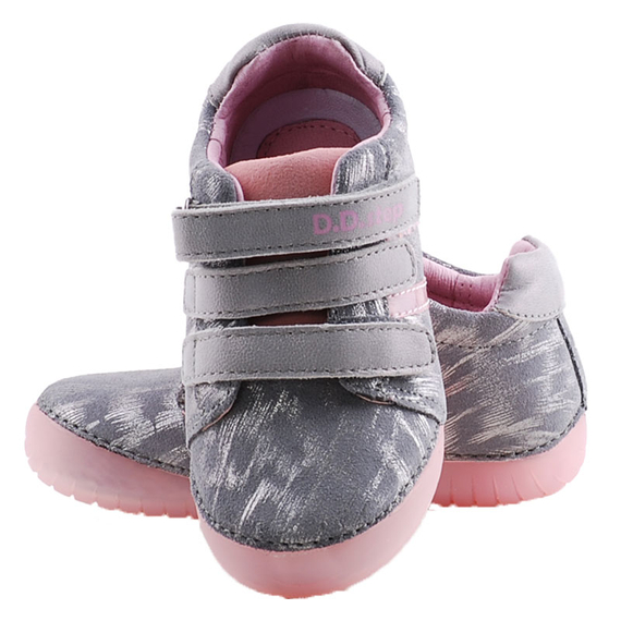 Szürke-rózsaszín csillagos, világító talpú, vízlepergetős, dd step cipő