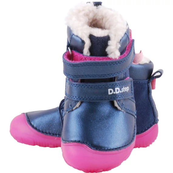 Kék-pink, dd Step, barefoot, bundás cipő