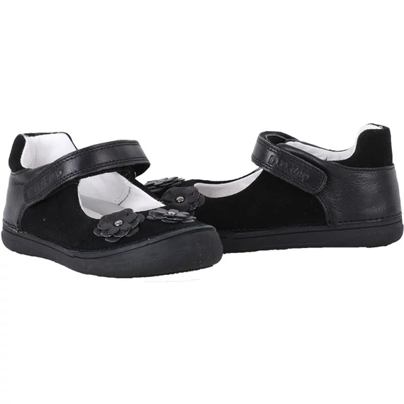 Fekete, virágos, dd step, pántos balerina cipő