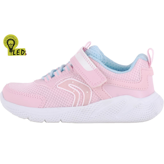 Rózsaszín, világítós, gumifűzős, lélegző talpú, Geox edzőcipő