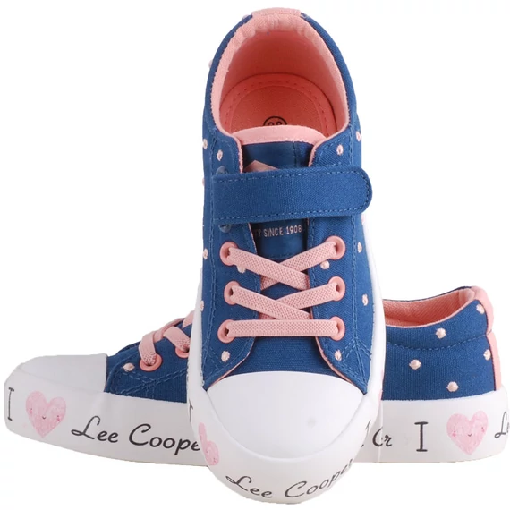 Kék rózsaszín Lee Cooper vászoncipő szemből