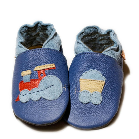 Liliputi kék vonatos, bőr puhatapú cipő