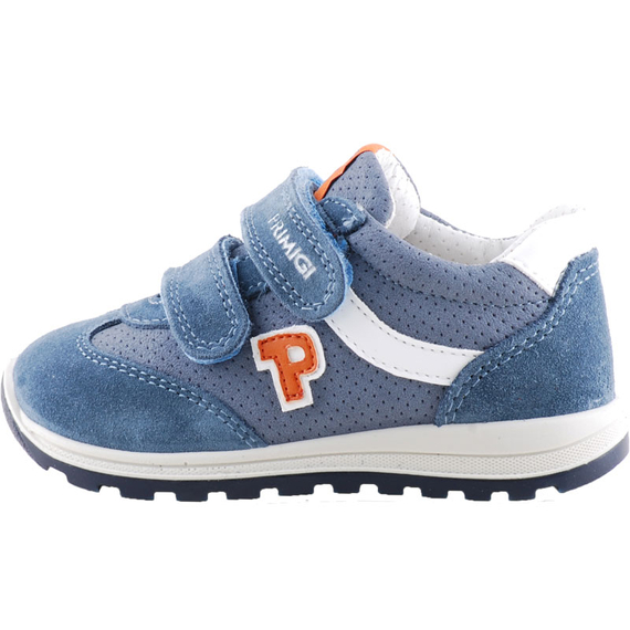 Kék, narancs Primgi logo-s, kívül-belül bőr, Primigi edzőcipő