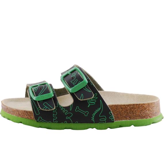 Fekete, zöld, dínós, 2 csatos, Superfit papucs