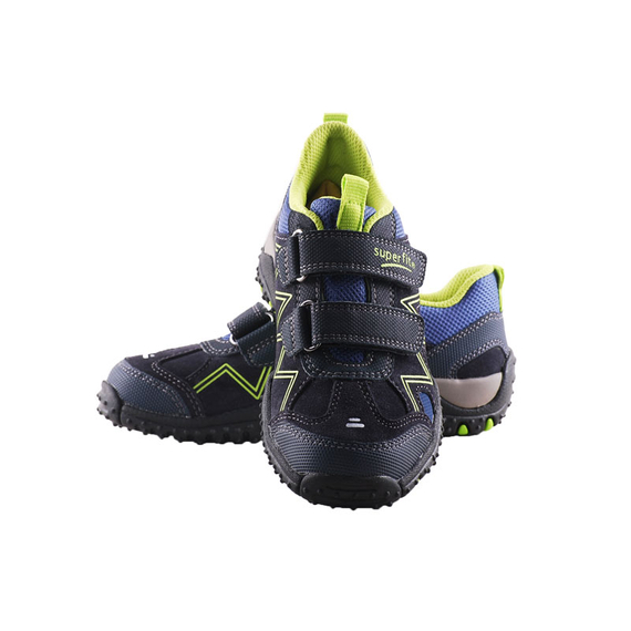 Superfit sötét-középkék, neonzöld cikk-cakk mintás átmeneti cipő