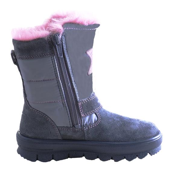 Szürke-rózsaszín, prémes, csillagos, Gore-Tex, bundás Superfit csizma