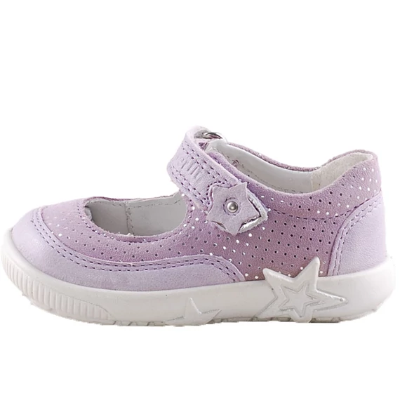 Halványlila, ezüst pöttyös, csillagos, Superfit pántos balerina