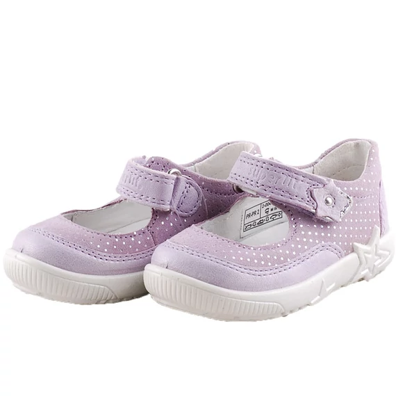 Halványlila, ezüst pöttyös, csillagos, Superfit pántos balerina