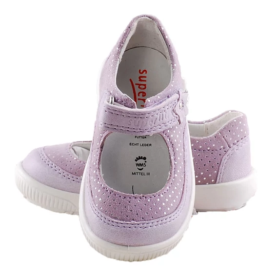 Halványlila, ezüst pöttyös, csillagos, Superfit pántos balerina