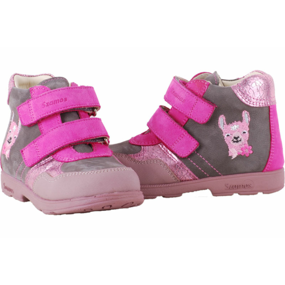 Szürke-pink, magasszárú, lámás, Szamos supinált cipő