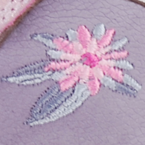 Lila, rózsaszín virágos, Szamos supinált cipő
