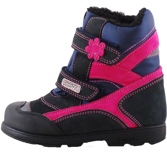 Kék, pink virágos, meleg béléses, vízálló, Szamos supinát bakancs