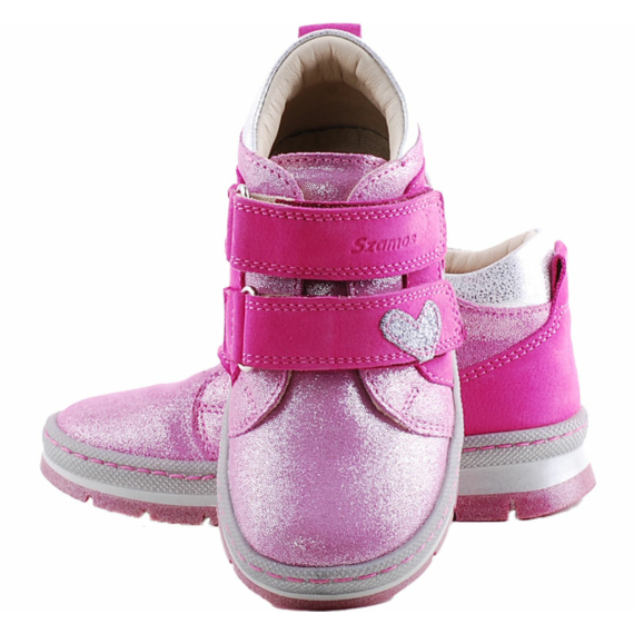 Pink, csillogó szívecskés, hajlékony talpú, Szamos cipő