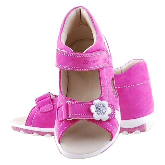Pink, ezüst virágos, hajlékony talpú, Szamos szandál