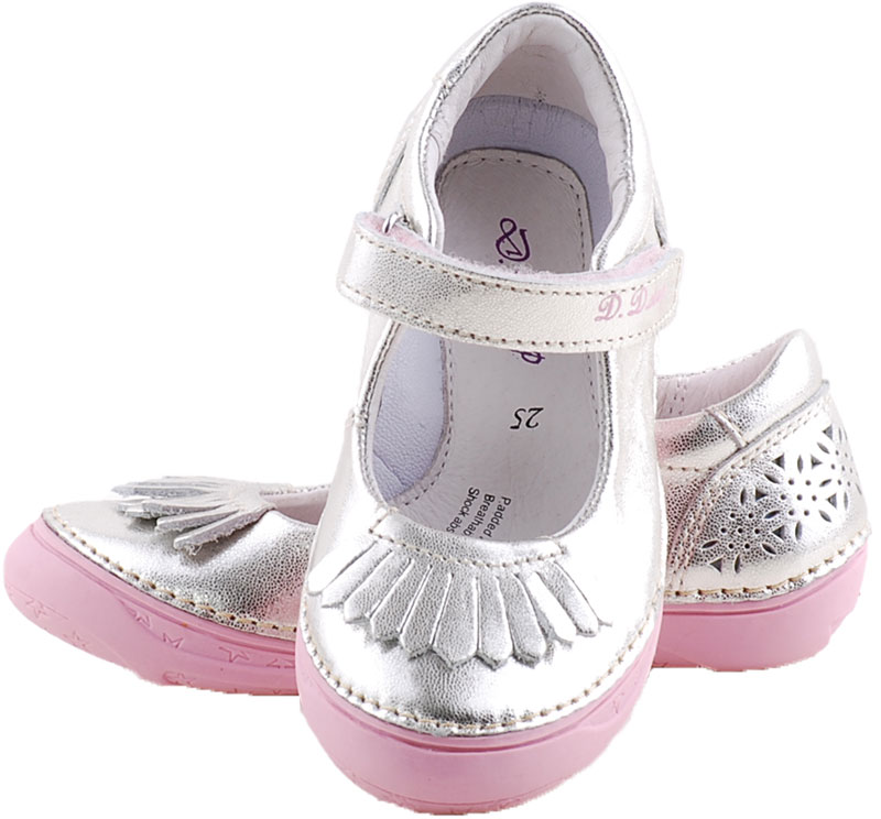 Ezüst, rózsaszín talpú, dd step, pántos balerina