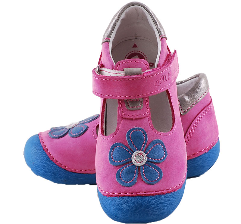 Pink, kék virágos, nyitott, D.D.Step cipő