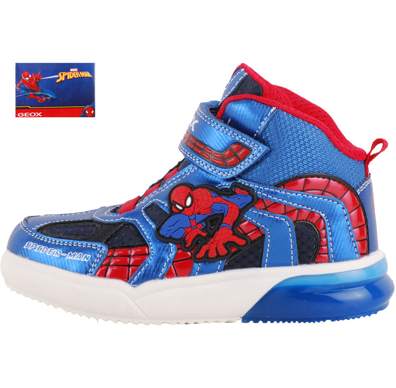 Kék, pókemberes, világító talpú, Geox, magasszárú cipő