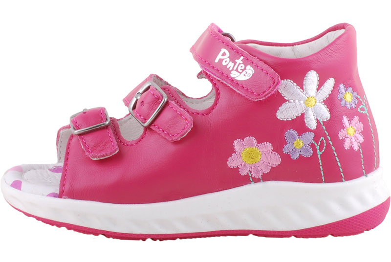 Pink, hímzett virágos, rugalmas talpú, Ponte 20 supinált szandál