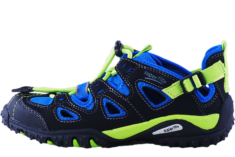 Fekete-kék-neon gumifűzős Superfit nyitott edzőcipő