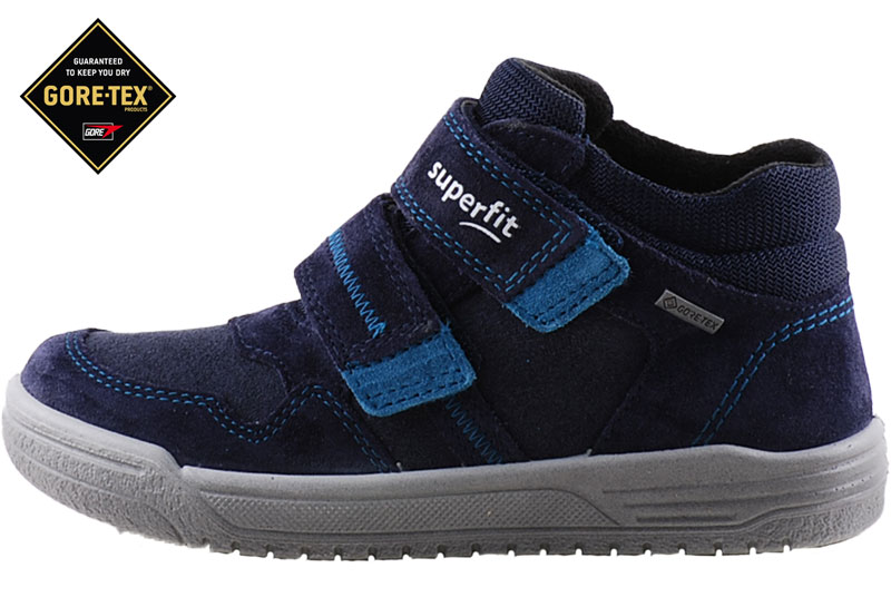 Sötétkék, vízálló, enyhe bélésű, Gore-Tex bakancs