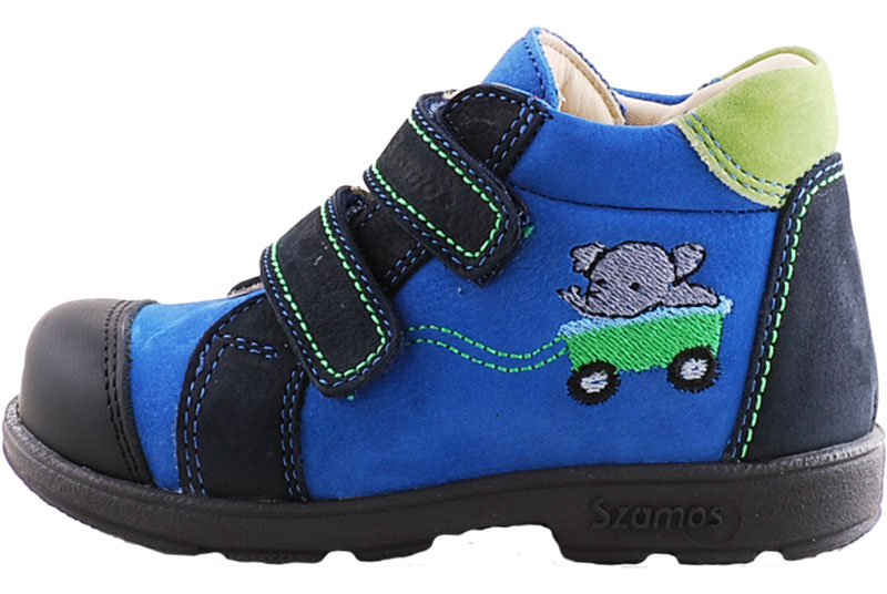 Kék-zöld, elefántos, Szamos supinált cipő