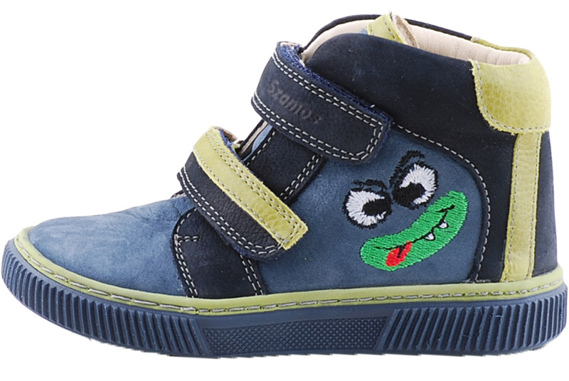 Kék-zöld, vicces figurás, magasszárú, Szamos cipő